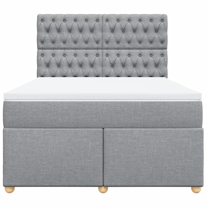 Pat box spring cu saltea, gri deschis, 140x190 cm, textil - WALTI WALTI