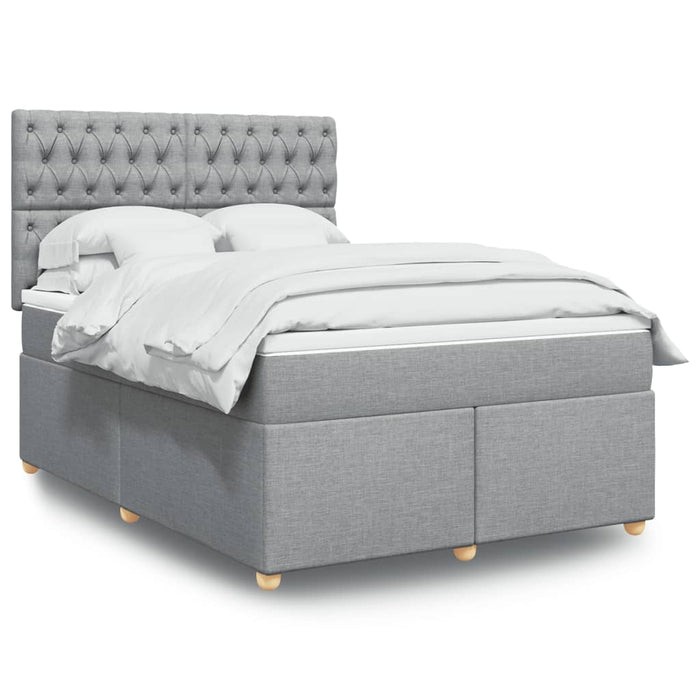 Pat box spring cu saltea, gri deschis, 140x190 cm, textil - WALTI WALTI