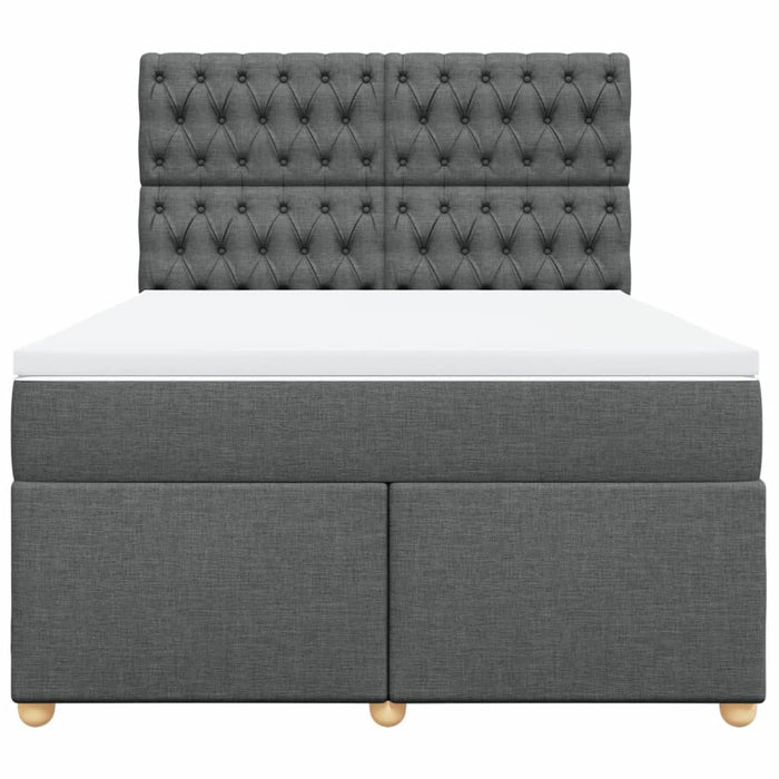 Pat box spring cu saltea, gri închis, 140x190 cm, textil - WALTI WALTI