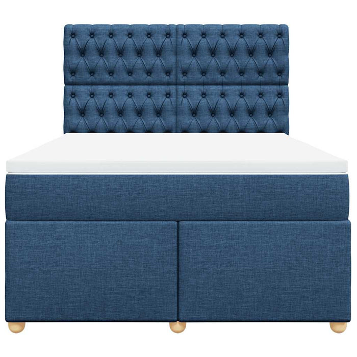 Pat box spring cu saltea, albastru, 140x200 cm, textil - WALTI WALTI