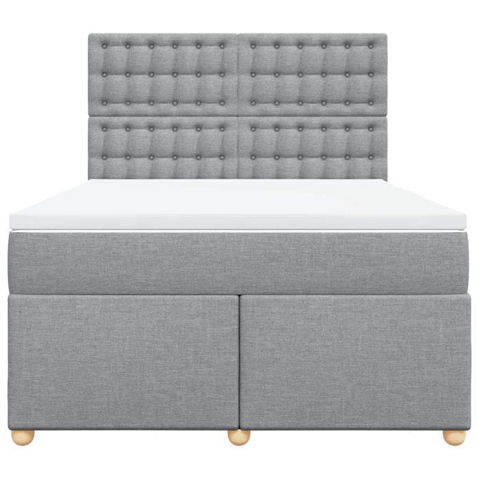 Pat box spring cu saltea, gri deschis, 140x190 cm, textil - WALTI WALTI