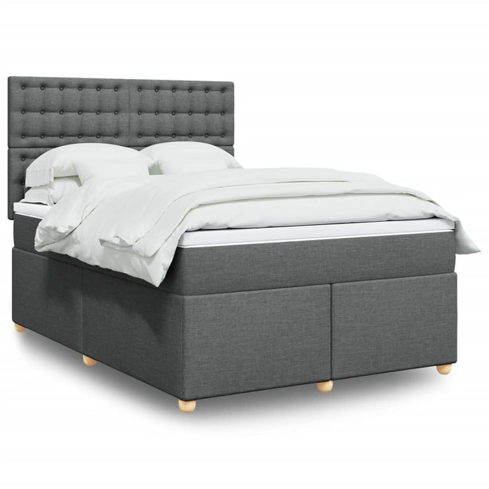 Pat box spring cu saltea, gri închis, 140x190 cm, textil - WALTI WALTI