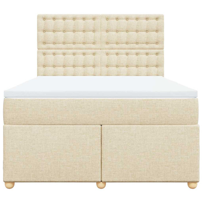 Pat box spring cu saltea, crem, 140x200 cm, textil WALTI