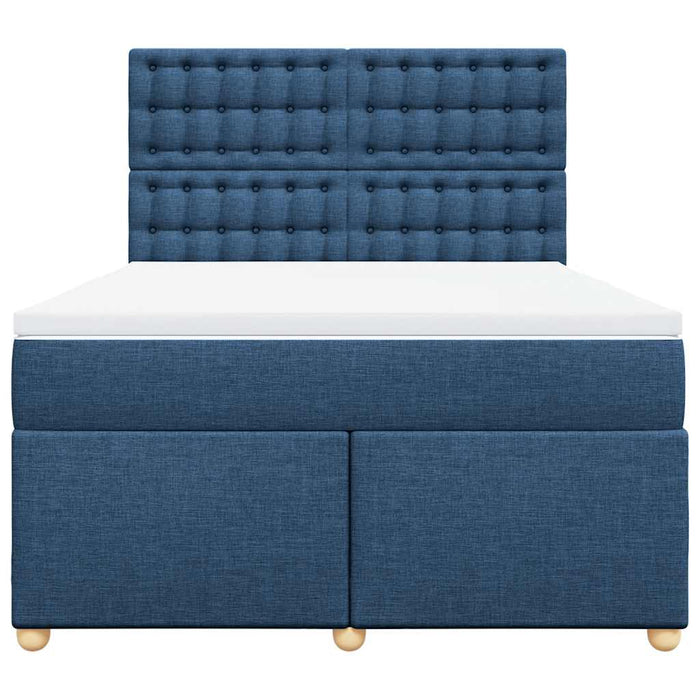 Pat box spring cu saltea, albastru, 140x200 cm, textil - WALTI WALTI