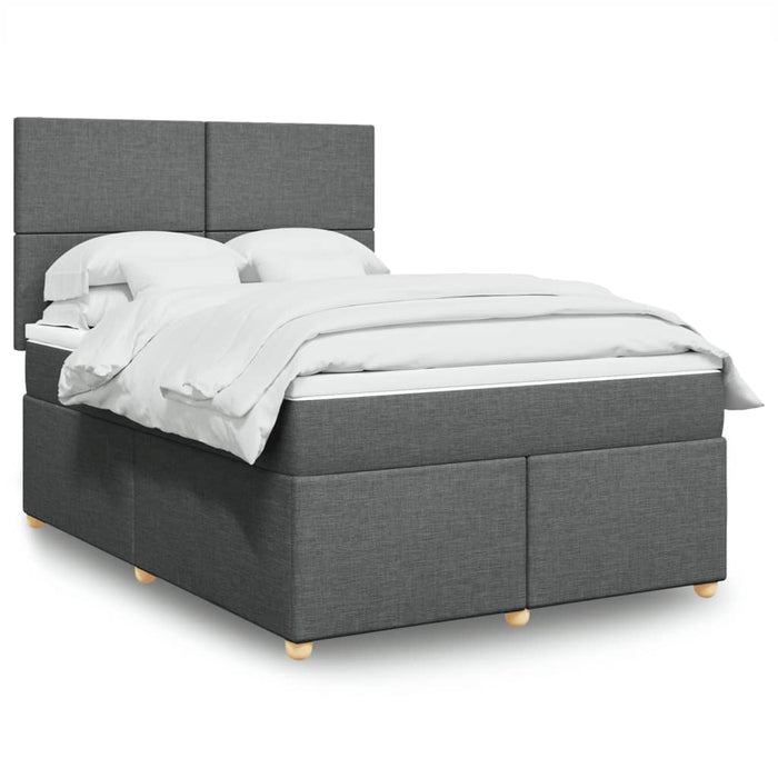Pat box spring cu saltea, gri închis, 140x200 cm, textil - WALTI WALTI