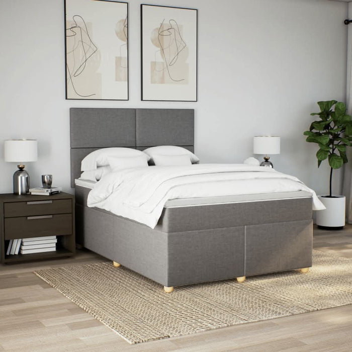 Pat continental cu saltea gri taupe 140x200 cm material textil - WALTI WALTI