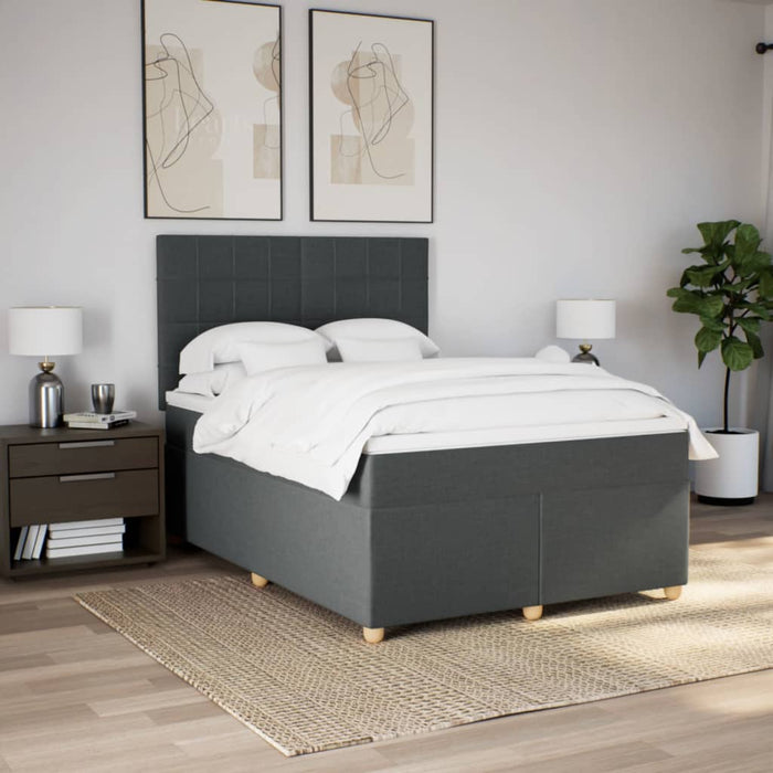 Pat box spring cu saltea, gri închis, 140x200 cm, textil - WALTI WALTI