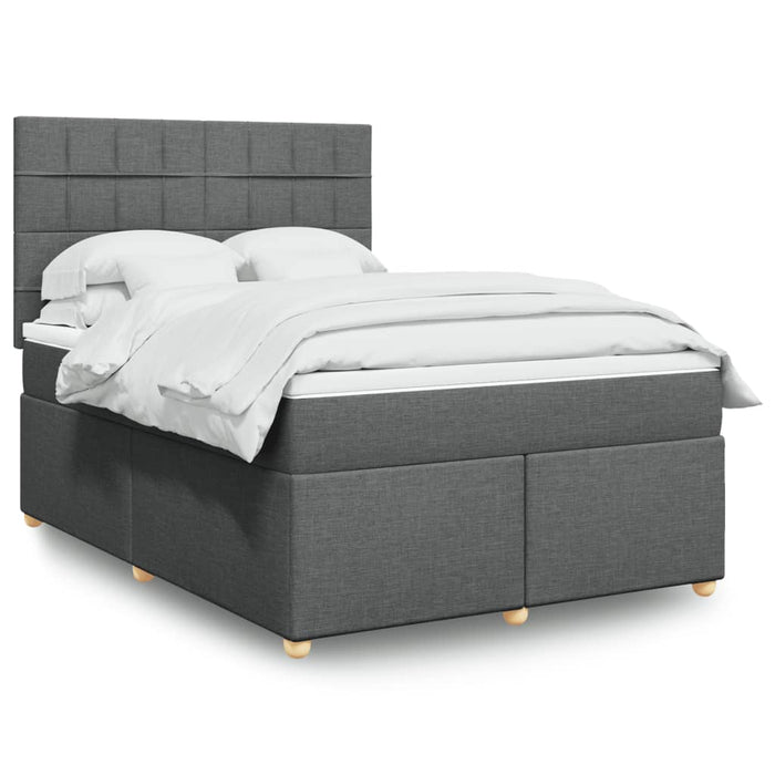 Pat box spring cu saltea, gri închis, 140x200 cm, textil - WALTI WALTI