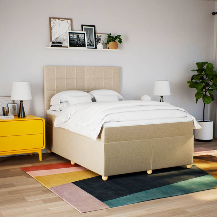 Pat continental cu saltea, crem, 140x200 cm, material textil - WALTI WALTI