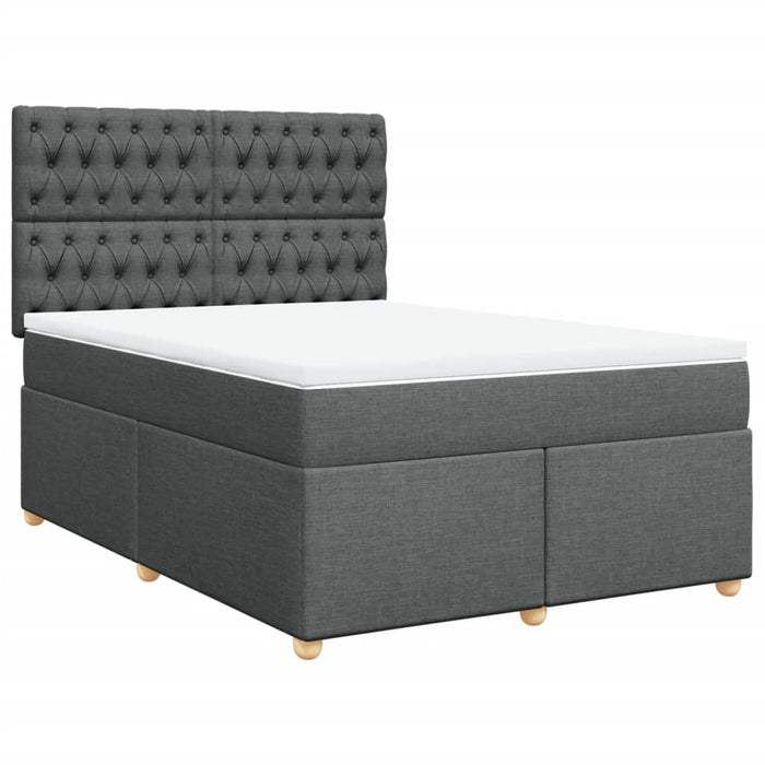 Pat box spring cu saltea, gri închis, 140x200 cm, textil - WALTI WALTI