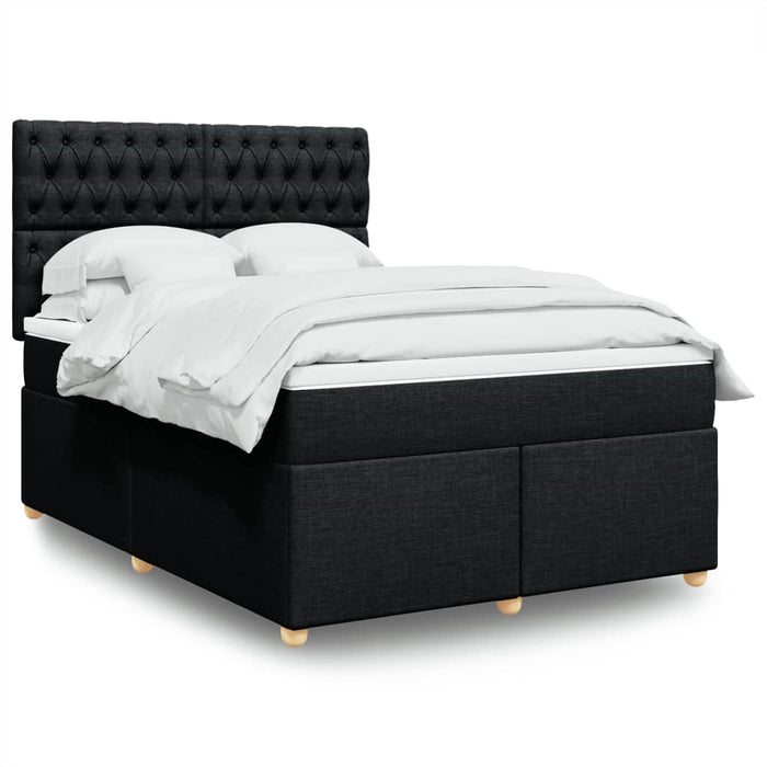 Pat box spring cu saltea, negru, 140x200 cm, textil - WALTI WALTI