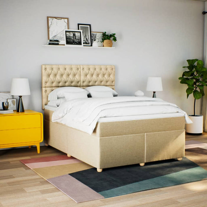 Pat continental cu saltea, crem, 140x200 cm, material textil - WALTI WALTI