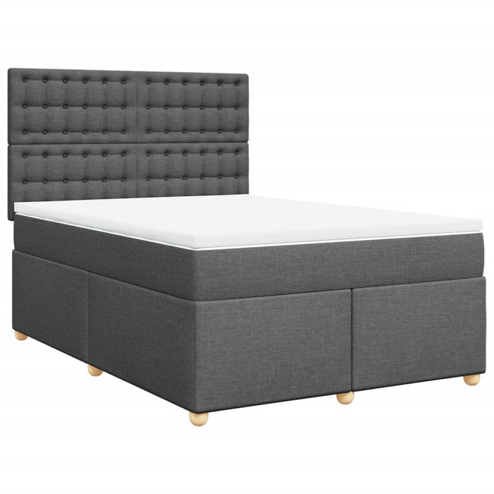 Pat box spring cu saltea, gri închis, 140x200 cm, textil - WALTI WALTI