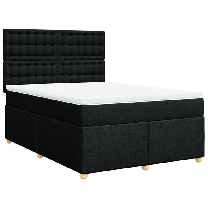 Pat box spring cu saltea, negru, 140x200 cm, textil - WALTI WALTI