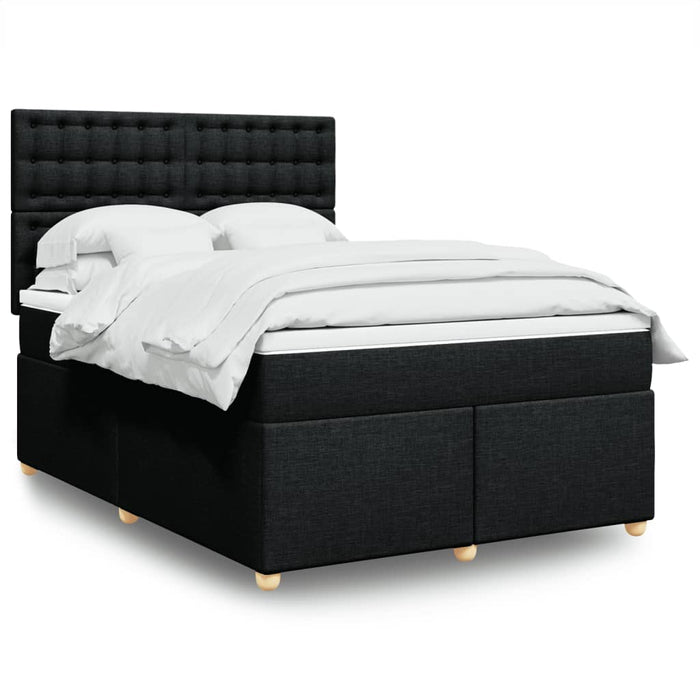 Pat box spring cu saltea, negru, 140x200 cm, textil - WALTI WALTI