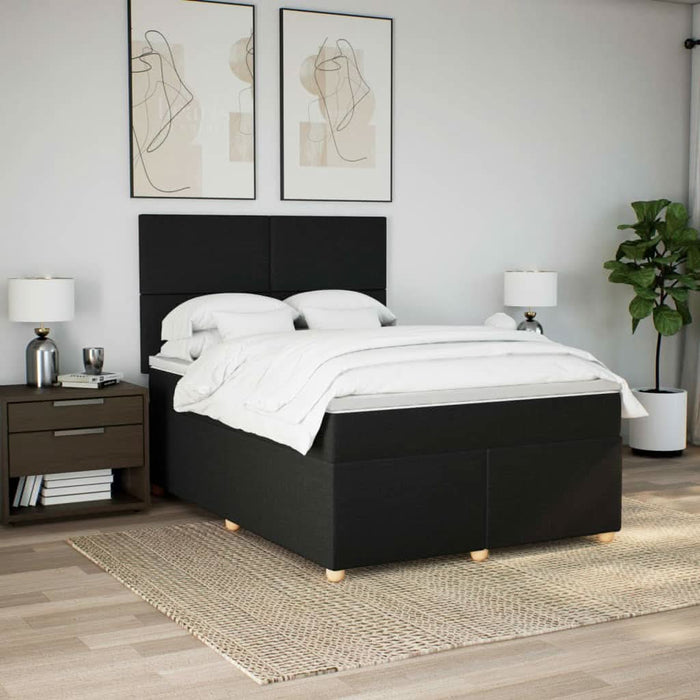 Pat box spring cu saltea, negru, 160x200 cm, textil - WALTI WALTI