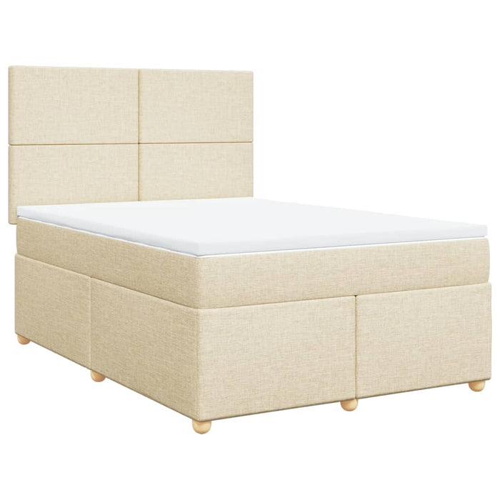 Pat box spring cu saltea, crem, 160x200 cm, material textil - WALTI WALTI