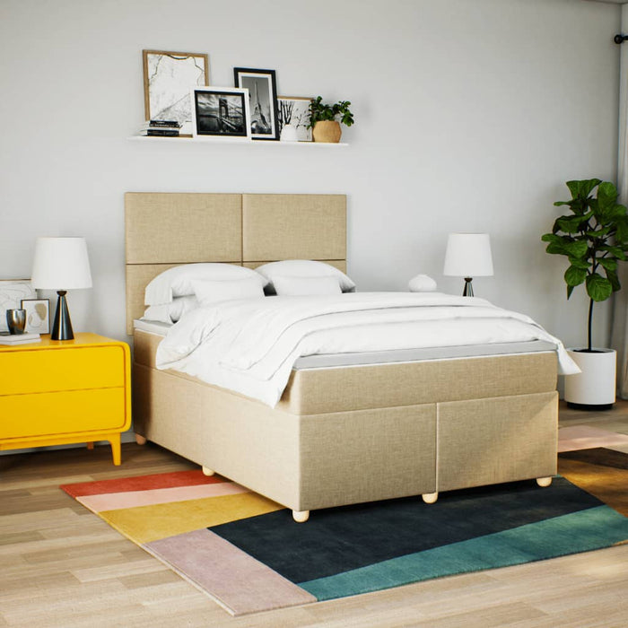 Pat box spring cu saltea, crem, 160x200 cm, material textil - WALTI WALTI