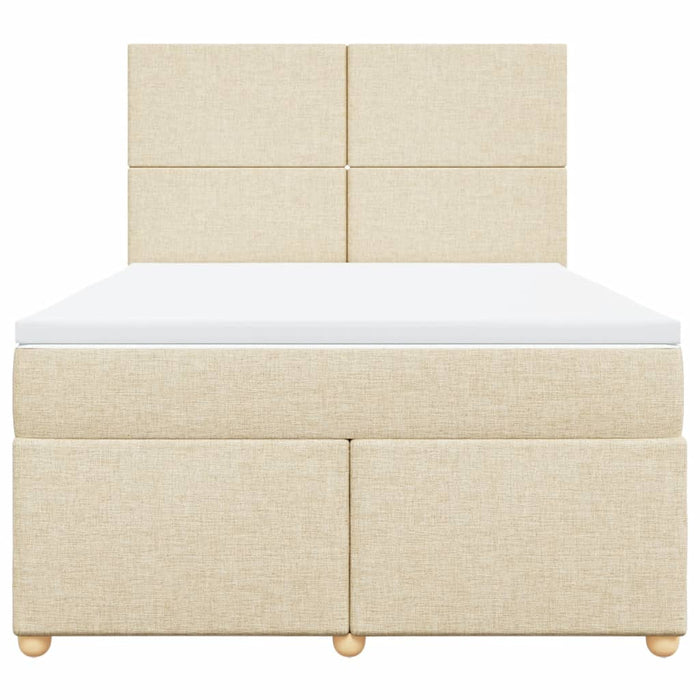 Pat box spring cu saltea, crem, 160x200 cm, material textil - WALTI WALTI