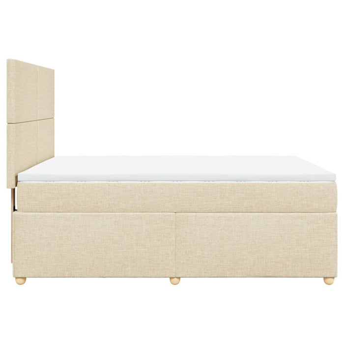 Pat box spring cu saltea, crem, 160x200 cm, material textil - WALTI WALTI
