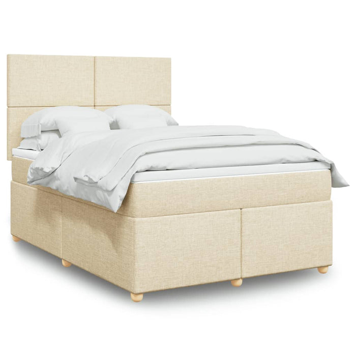 Pat box spring cu saltea, crem, 160x200 cm, material textil - WALTI WALTI