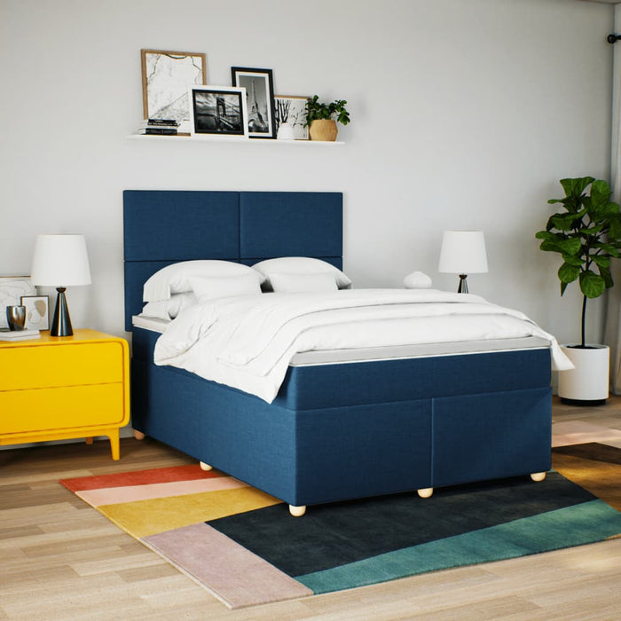 Pat continental cu saltea, albastru, 160x200cm, material textil - WALTI WALTI