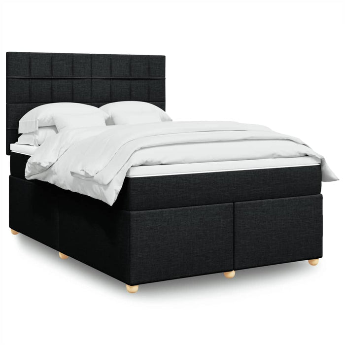 Pat box spring cu saltea, negru, 160x200 cm, textil - WALTI WALTI