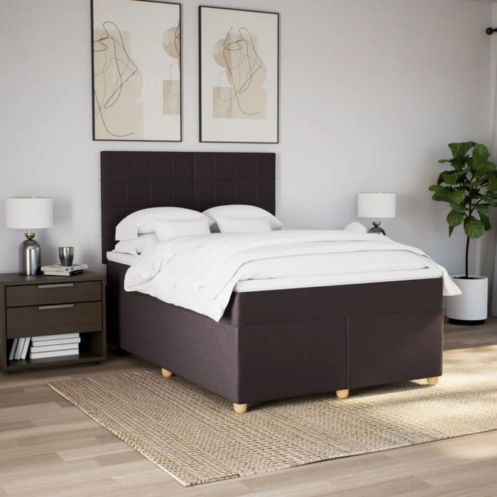 Pat box spring cu saltea, maro închis, 160x200 cm, textil WALTI