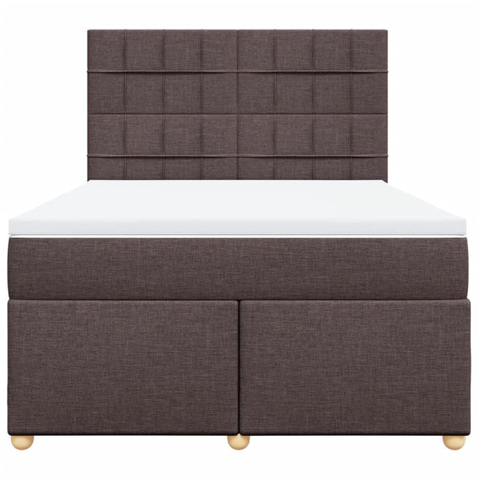 Pat box spring cu saltea, maro închis, 160x200 cm, textil WALTI