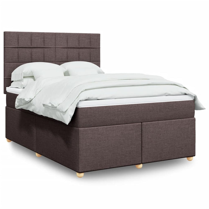 Pat box spring cu saltea, maro închis, 160x200 cm, textil WALTI
