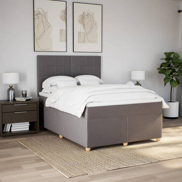 Pat box spring cu saltea, gri taupe, 160x200 cm material textil - WALTI WALTI