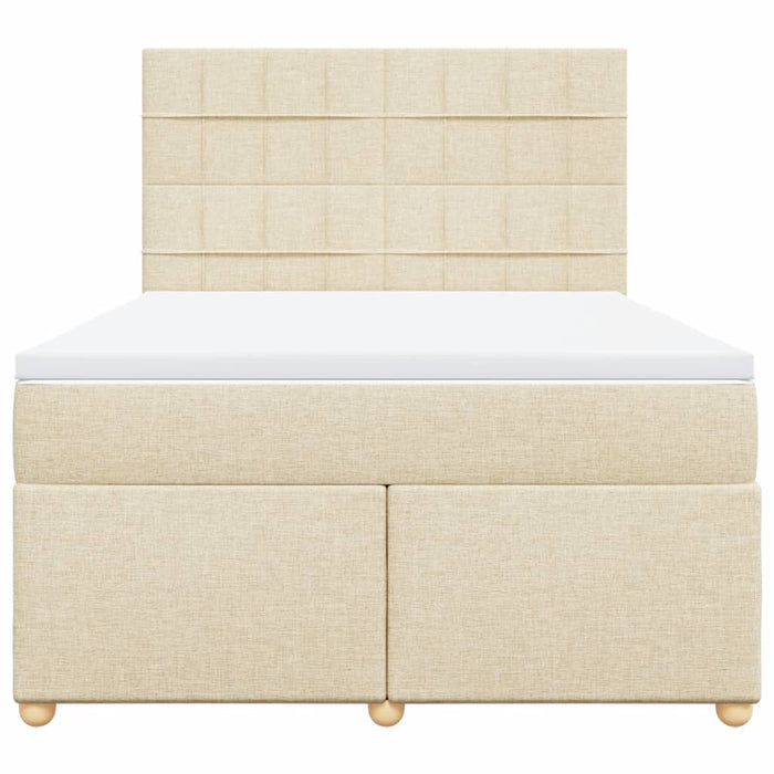 Pat box spring cu saltea, crem, 160x200 cm, material textil - WALTI WALTI