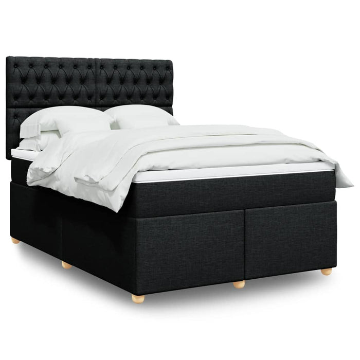 Pat box spring cu saltea, negru, 160x200 cm, textil - WALTI WALTI