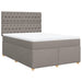 Pat box spring cu saltea, gri taupe, 160x200 cm material textil - WALTI WALTI