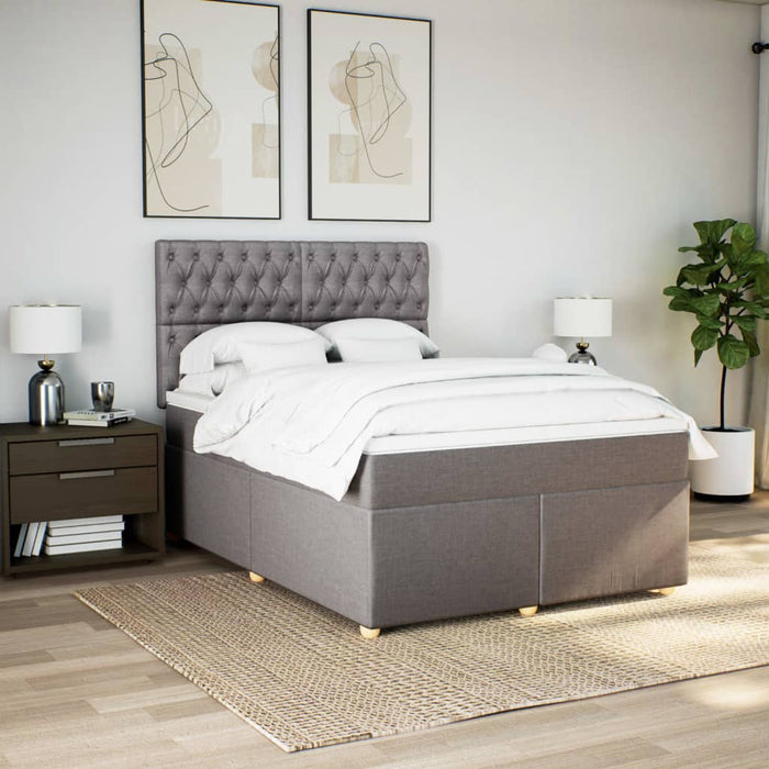 Pat box spring cu saltea, gri taupe, 160x200 cm material textil - WALTI WALTI