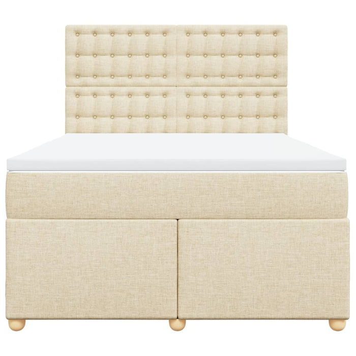 Pat box spring cu saltea, crem, 160x200 cm, material textil - WALTI WALTI