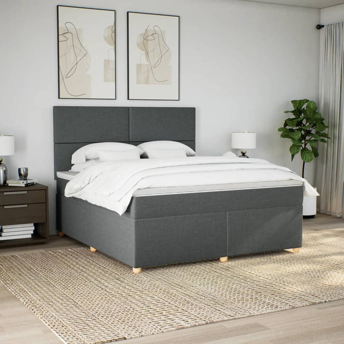 Pat box spring cu saltea, gri închis, 180x200 cm, textil - WALTI WALTI
