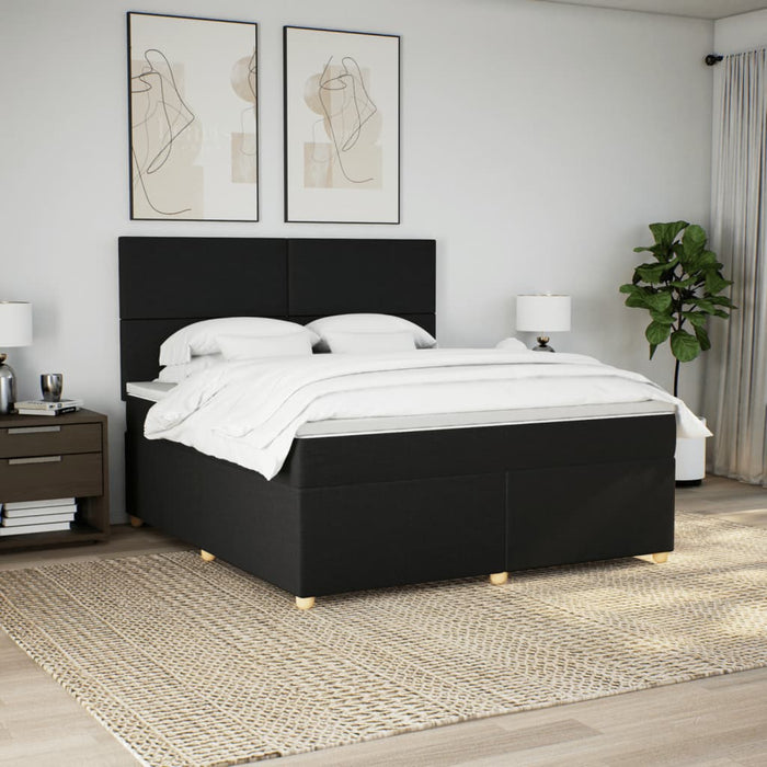 Pat box spring cu saltea, negru, 180x200 cm, catifea - WALTI WALTI