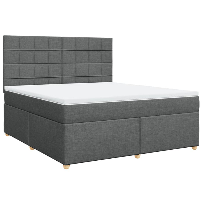 Pat box spring cu saltea, gri închis, 180x200 cm, textil - WALTI WALTI