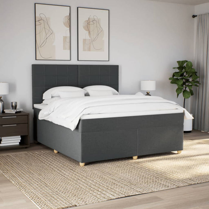 Pat box spring cu saltea, gri închis, 180x200 cm, textil - WALTI WALTI