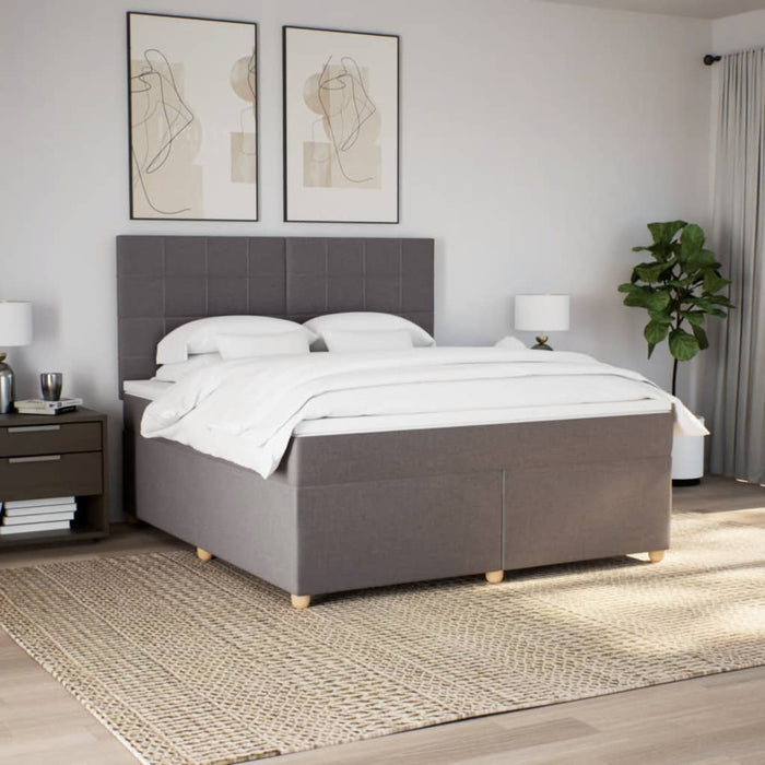 Pat continental cu saltea, gri taupe, 180x200 cm, textil - WALTI WALTI