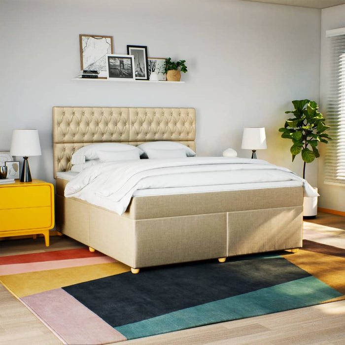 Pat continental cu saltea, crem, 180x200 cm, textil - WALTI WALTI