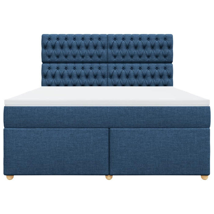 Pat box spring cu saltea, albastru, 180x200 cm, material textil - WALTI WALTI