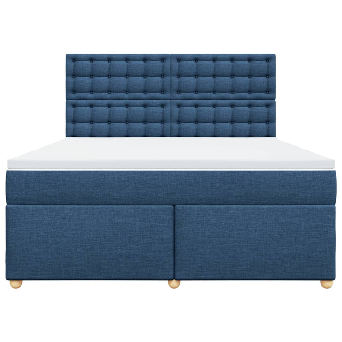 Pat box spring cu saltea, albastru, 180x200 cm, material textil - WALTI WALTI