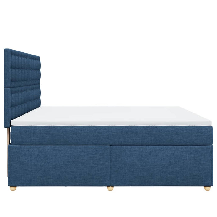 Pat box spring cu saltea, albastru, 180x200 cm, material textil - WALTI WALTI