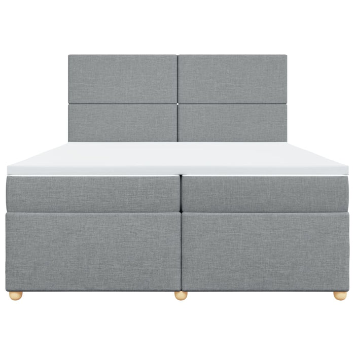 Pat box spring cu saltea, gri deschis, 200x200 cm, textil - WALTI WALTI