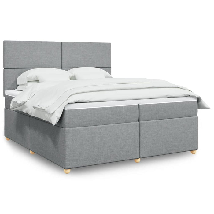 Pat box spring cu saltea, gri deschis, 200x200 cm, textil - WALTI WALTI