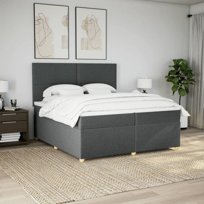 Pat box spring cu saltea, gri închis, 200x200 cm, textil - WALTI WALTI