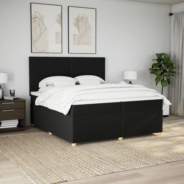 Pat box spring cu saltea, negru, 200x200 cm, textil - WALTI WALTI