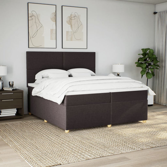 Pat box spring cu saltea, maro închis, 200x200 cm, textil - WALTI WALTI
